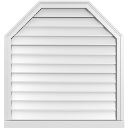 Ekena Millwork Octagonal Top Surface Mount PVC Gable Vent w/ 2"W x 2"P Brickmould Sill Frame, 34"W x 36"H GVPOT34X3603SN